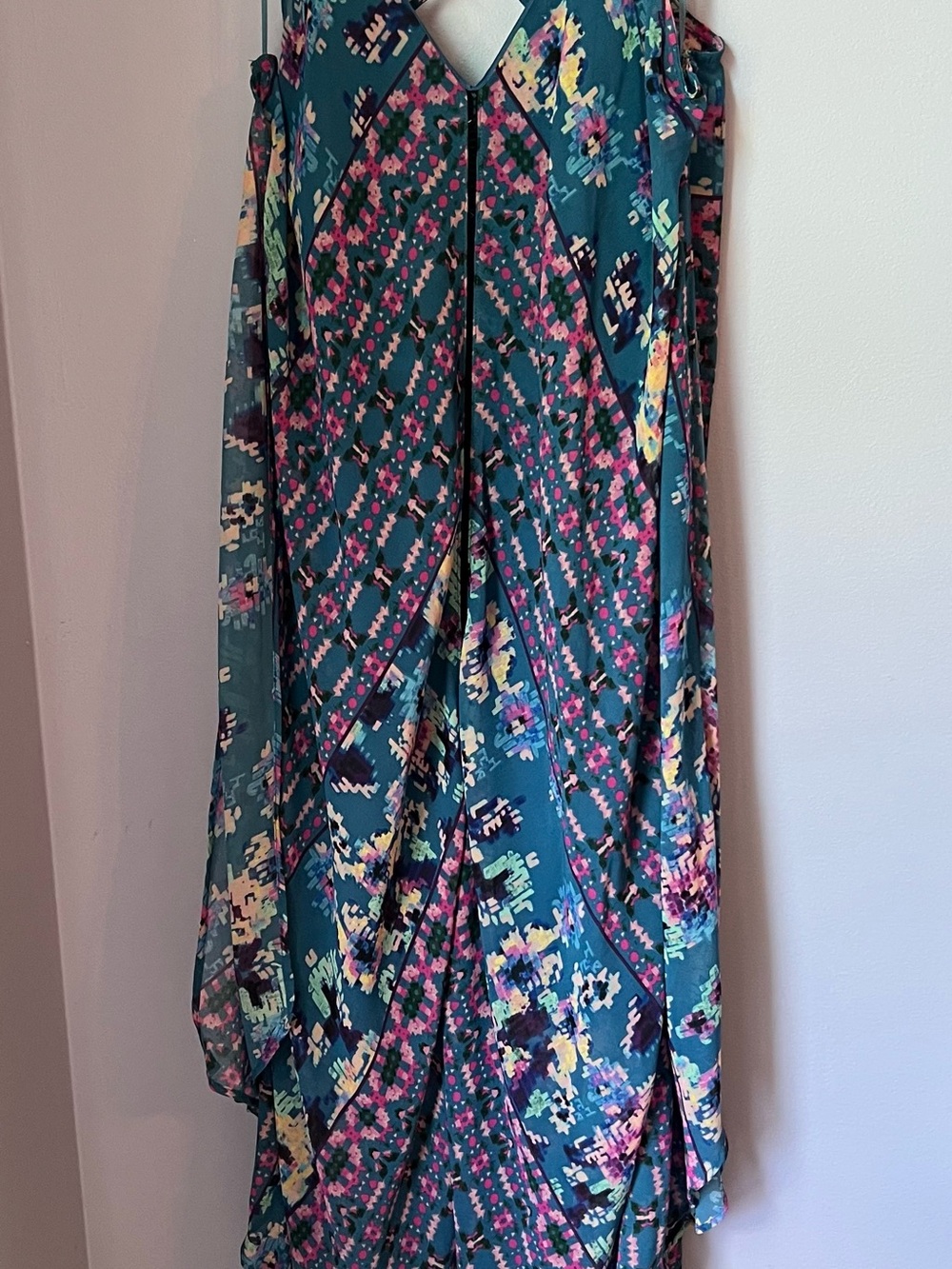 Astr Teal Floral Asymmetrical Dress